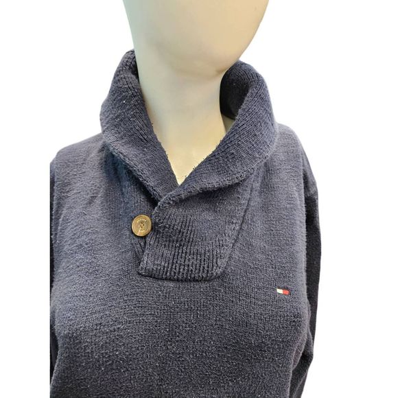 Tommy Hilfiger Navy Blue Cowel Neck Pullover Sweater Vintage 90's Men's size Lar - Picture 5 of 10